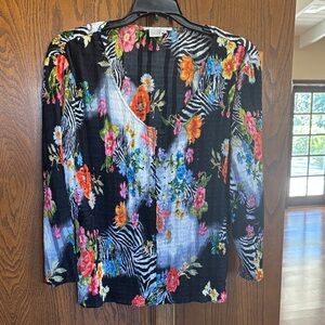 Alberto Makali Black Floral Zebra Print Blouse